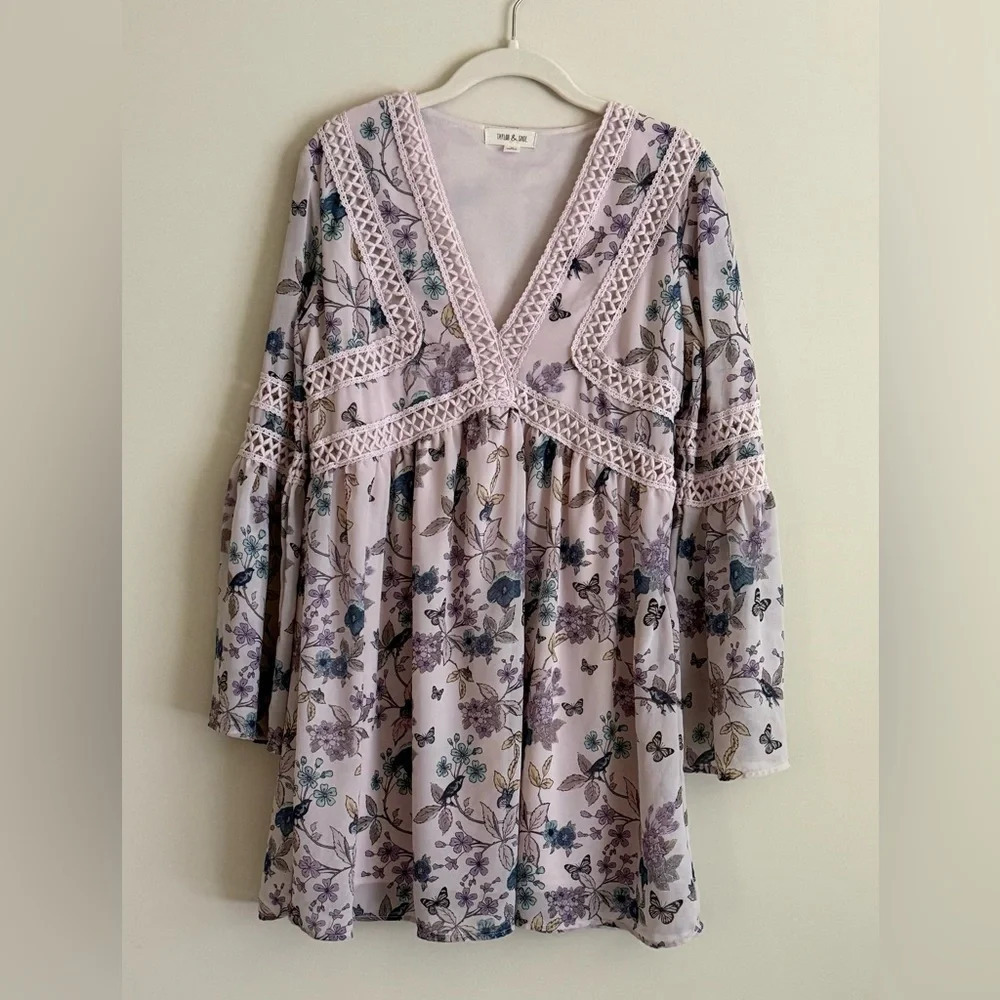 Taylor & Sage Floral Boho Babydoll Dress - Size M